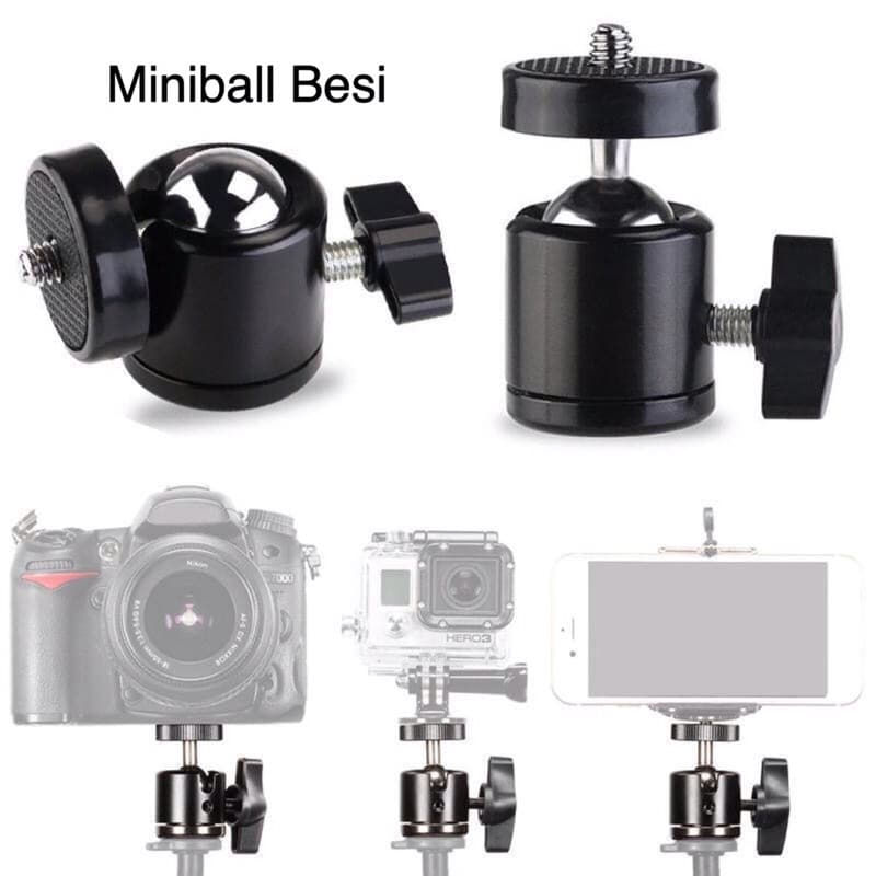 Mini Ball Head Screw 1/4 Clamp Holder U Gopro Bracket Universal Jepitan untuk Tripod Kamera Ringligth 360