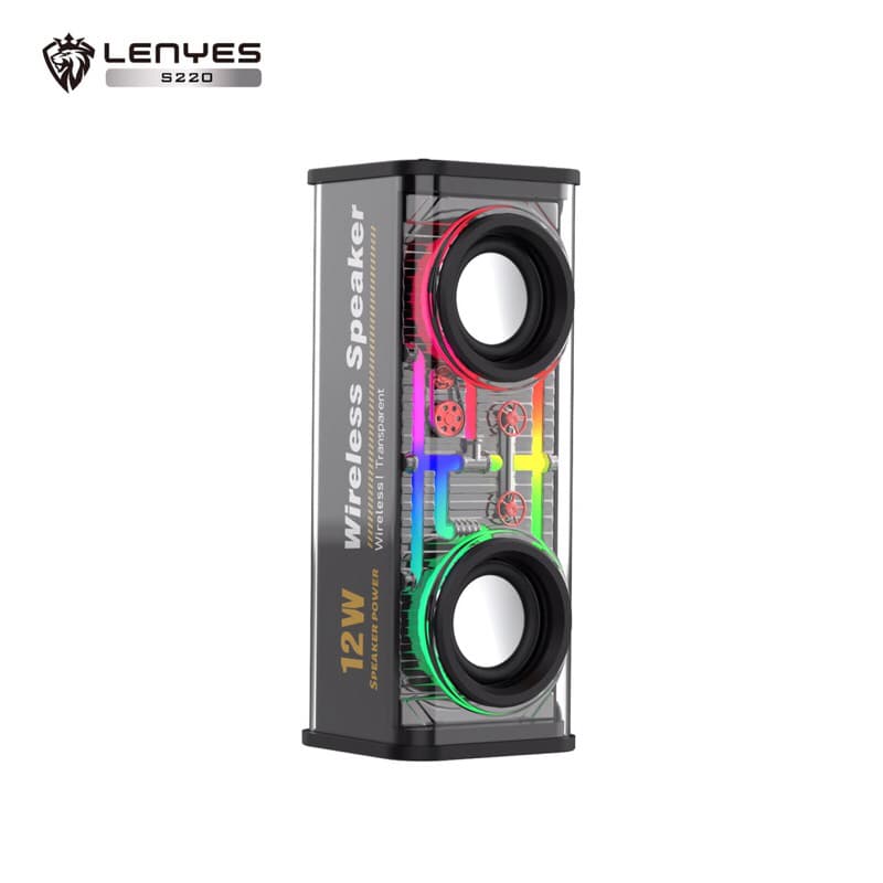 Speaker Bluetooth RGB Transparan Lenyes S220 Suara Mantap Super Bass