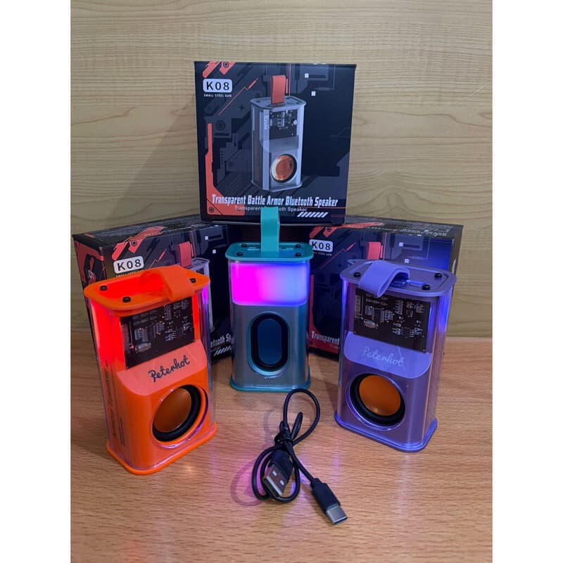 Speaker Bluetooth Transparan Lampu LED Super Bass K08 WS-322