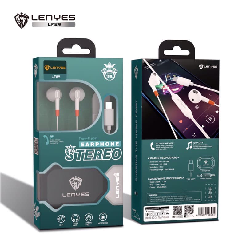 Headset Origina Lenyes LF-89 Colokan Type C Suara Mantap Power Bass