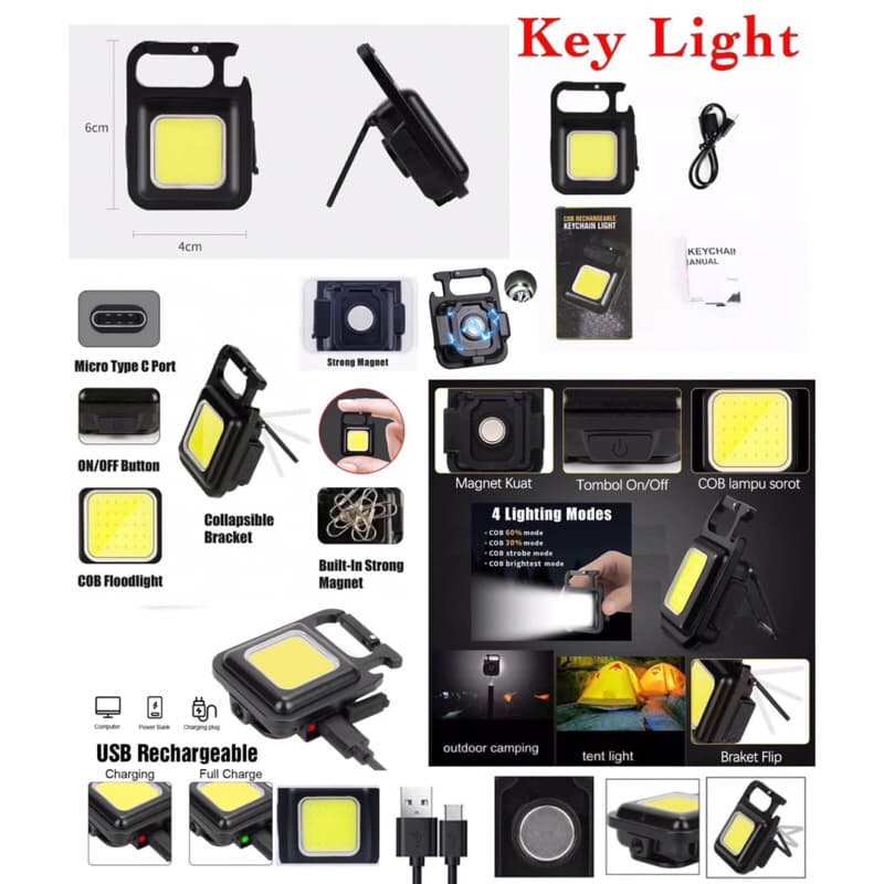 Keychain Light Mini Gantungan Kunci Lampu LED Mini Portable Rechargeable