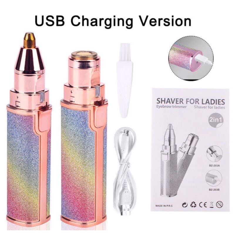 Alat Cukur Alis Elektrik Rainbow 2in1 Portable Epilator Pemangkas Serbaguna