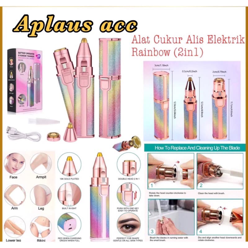Alat Cukur Alis Elektrik Rainbow 2in1 Portable Epilator Pemangkas Serbaguna