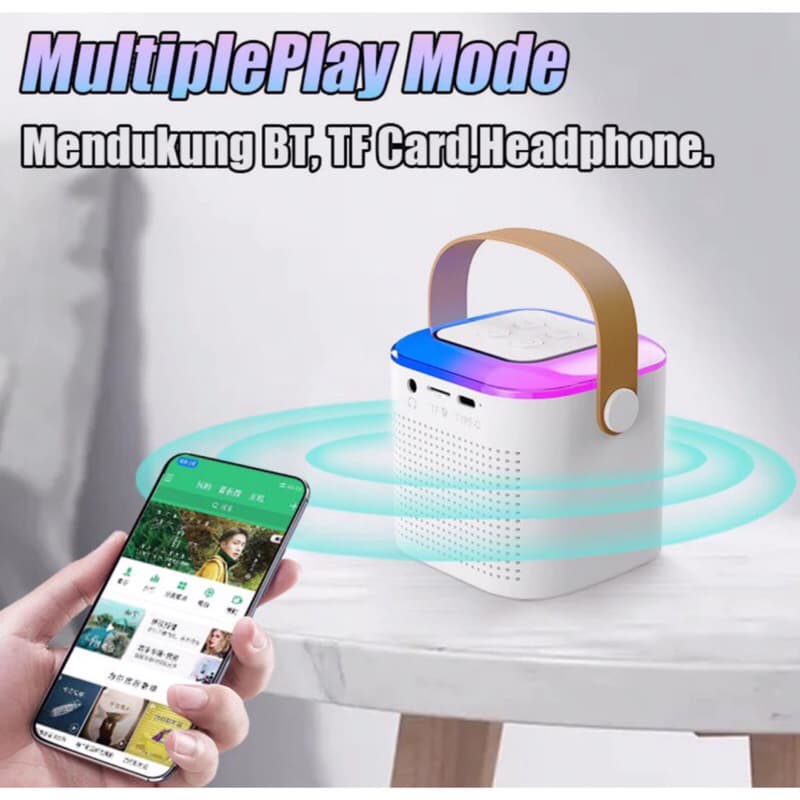 Speaker Karaoke K3 Portable RGB + Mic Bluetooth Speaker Mini Set Full Bass