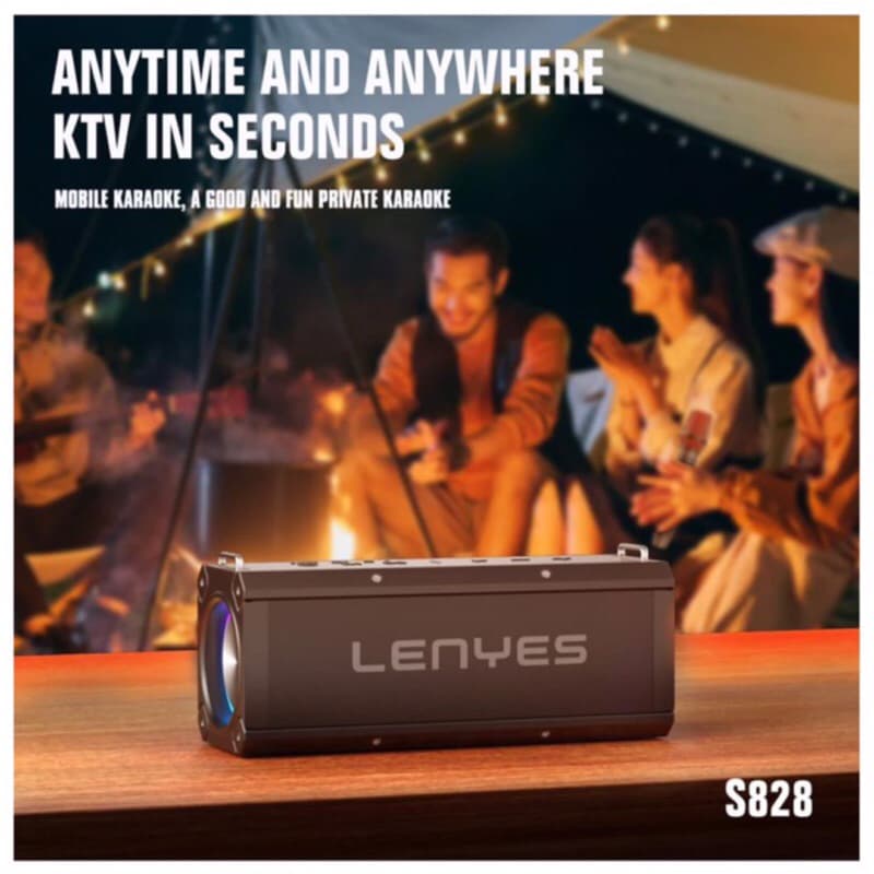 Lenyes Speaker S828 Hifi Mega Bass TWS Bluetooth Speaker KTV + Microphone karaoke Bluetooth