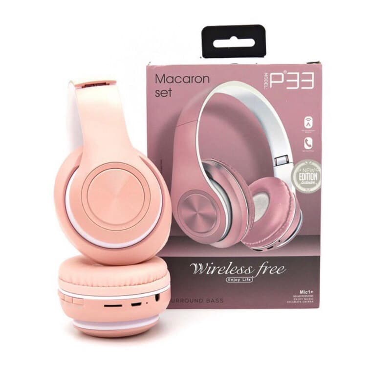 Headset Bluetooth Bando P33 Macaron Headphone Bluetooth Macaron Bass