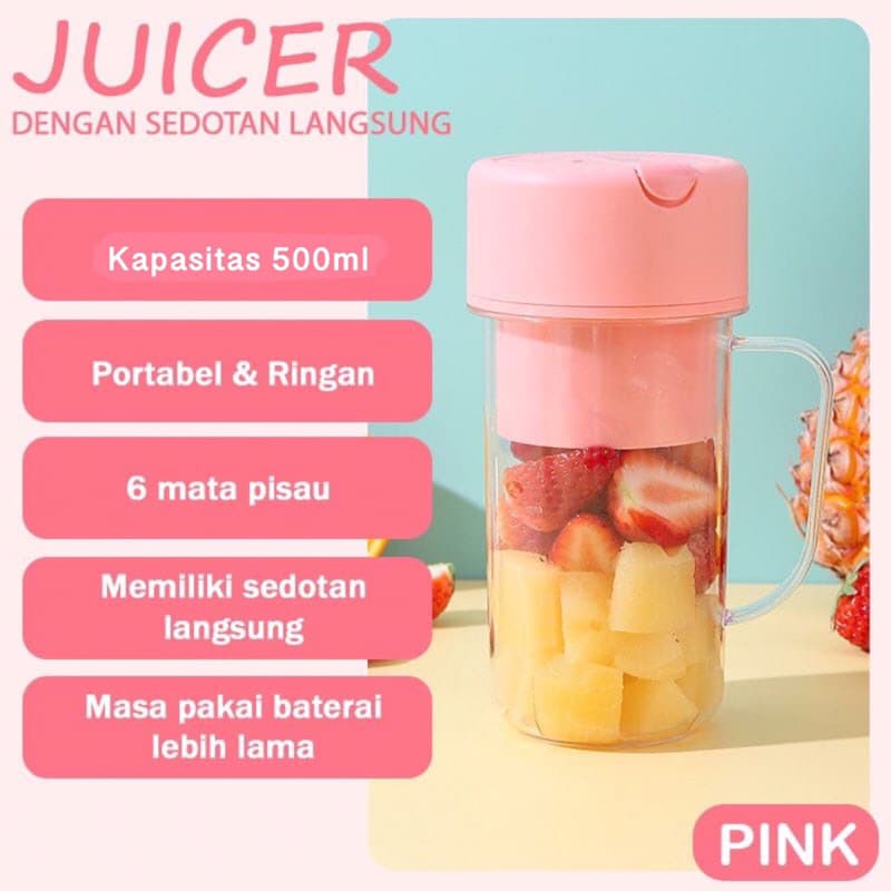 Blender Portable Mini + Sedotan Juicer Portable Mixer Ice Crusher