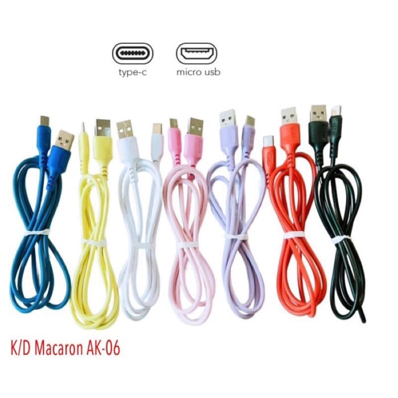 Kabel Data Macaron AK-06 + Pack Support Fast Charging USB Cable