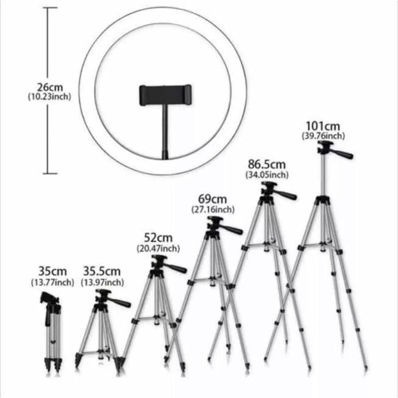 Paket Komplit Ringlight 26cm Non Pack + Tripod 3110 Pack Make Up Vlog Selfie