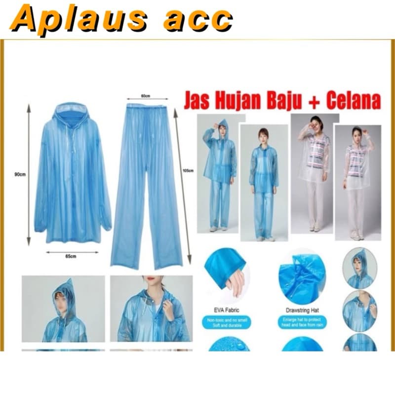 Jas Ujan Baju + Celana Setelan Jas Hujan Raincoat Mantel Hujan Pria Wanita Unisex