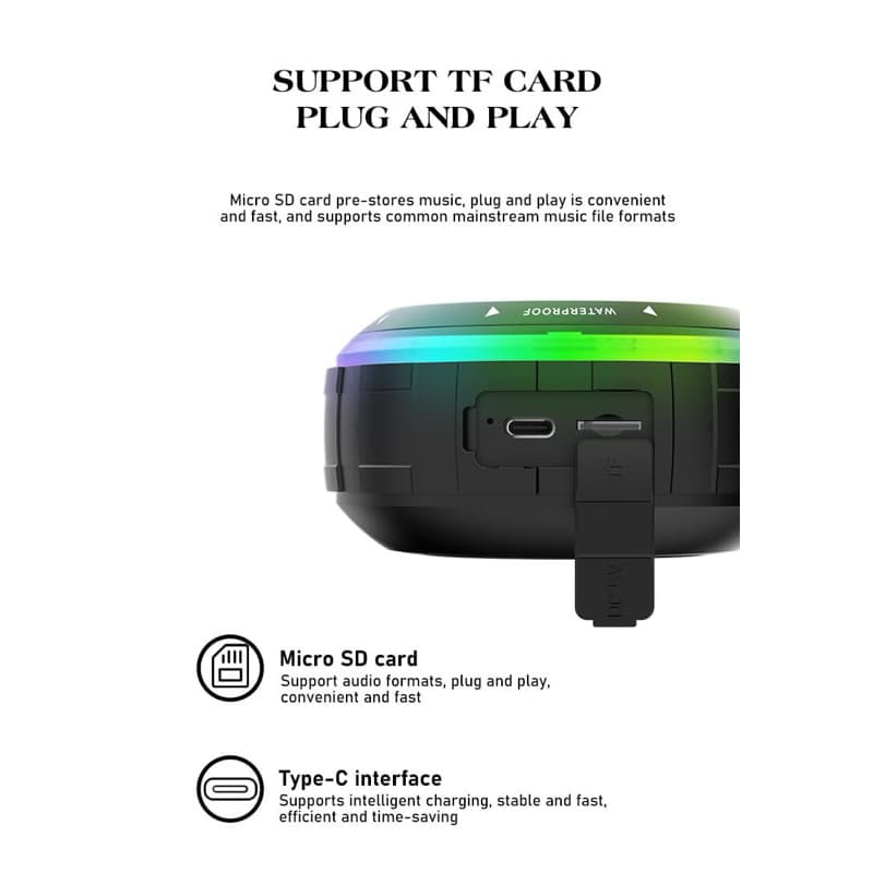 SPEAKER LENYES S223 Wireless Bluetooth 5.3 Portable RGB Cool Light TWS Waterproof IPX6 Suitable For Outdoor