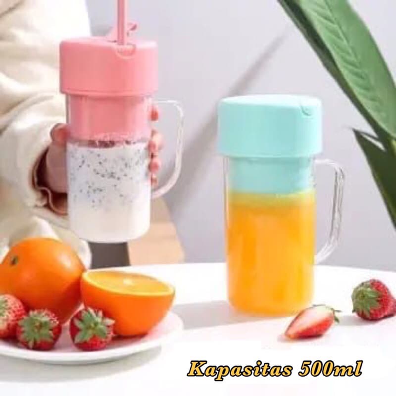 Blender Portable Mini + Sedotan Juicer Portable Mixer Ice Crusher
