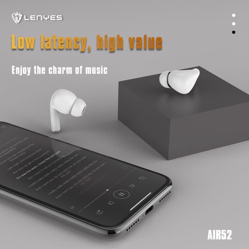 LENYES AIR 52 TWS Headset wireless Bluetooth 5.1 Earbuds Hifi Stereo Earphone With HD Microphone