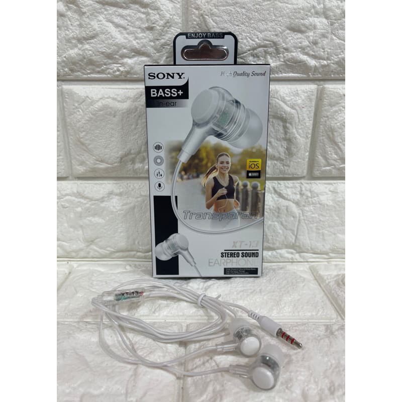 Headset Handsfree XT-13 Tranparan + Mic 3.5MM Stereo Bass Bisa Buat Telepon