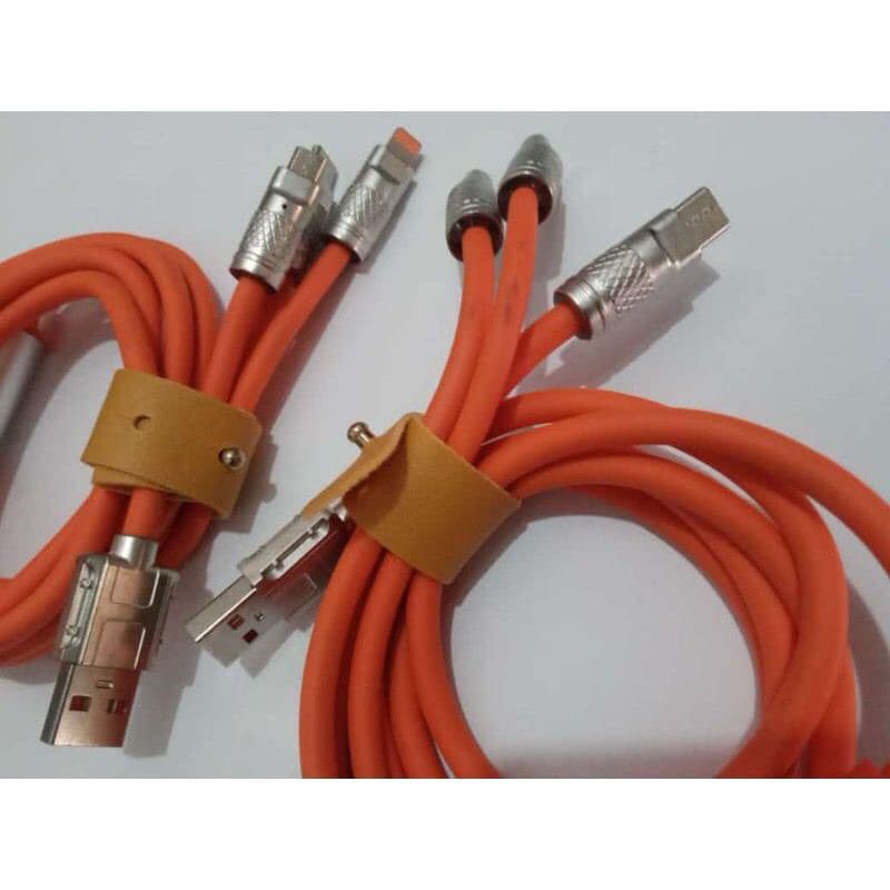 KABEL DATA 120W 3 IN 1 FAST CHARGING KABEL DATA SILIKON 3IN1 1M MICRO TYPE-C IPHONE