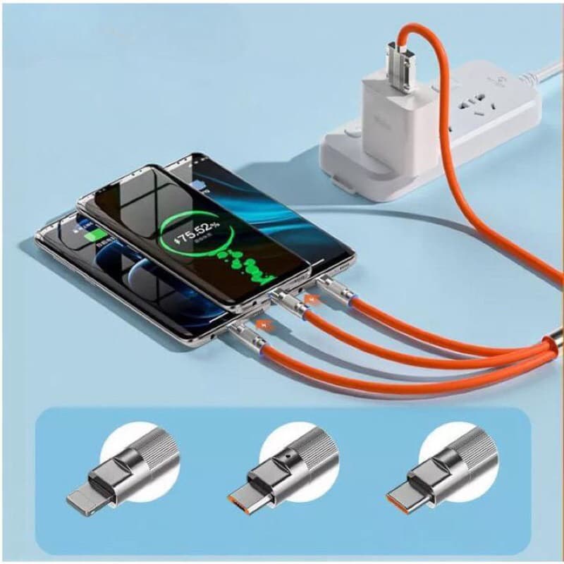KABEL DATA 120W 3 IN 1 FAST CHARGING KABEL DATA SILIKON 3IN1 1M MICRO TYPE-C IPHONE