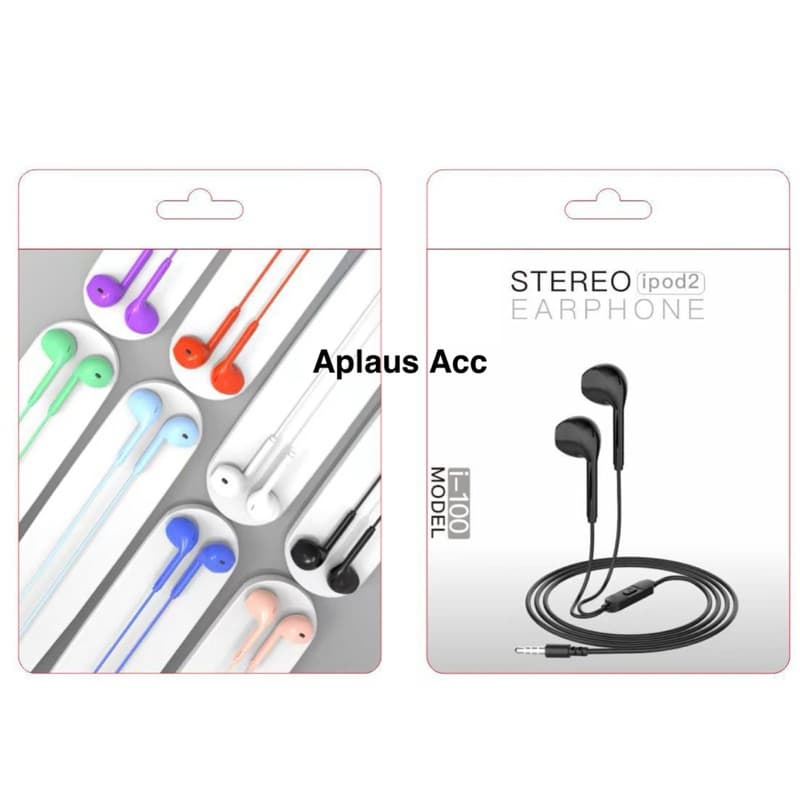Handsfree headset Ipod + Mic Stereo Bass Earphone i100 dan i200