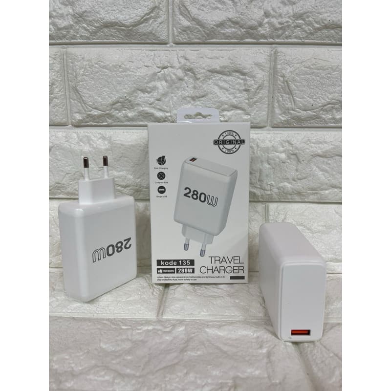 Kepala Batok Ori / Adaptor Charger 280W Kode 135 Fast Charging Vooc Casan Universal Buat Semua HP Android Colokan USB