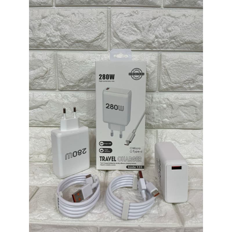 Charger Ori 280W Kode 135 Fast Charging Vooc Casan Universal Buat Semua HP Android Micro Type C