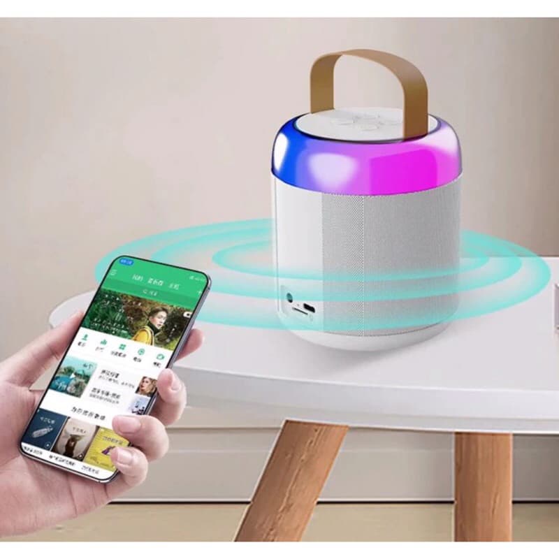 Speaker Karaoke K4 Portable RGB + Mic Bluetooth Speaker Mini Set Full Bass