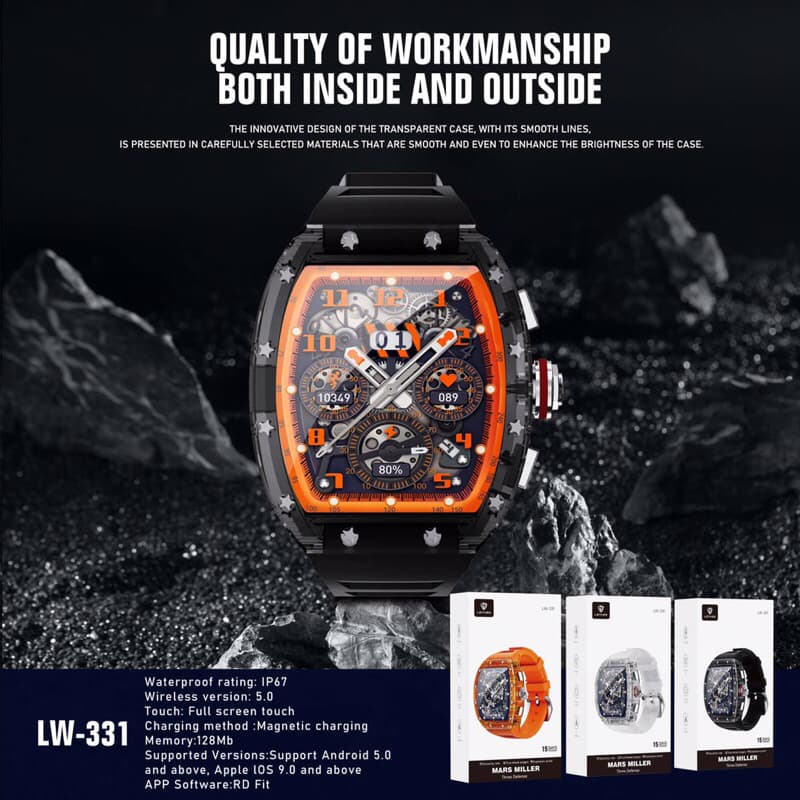 Lenyes LW331 1.86” Smartwatch Waterproof IP67 Sport Heart Rate Blood Oxyge
