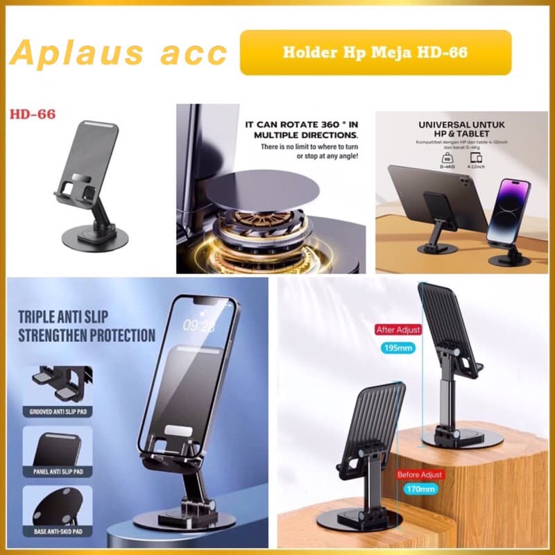 Holder Hp Meja HD-66 Phone Holder Folding Desktop Stand Holder Hp Lipat Universal HD66