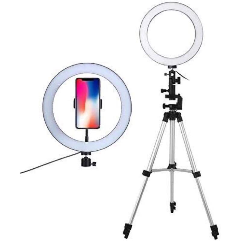 Paket Komplit Live Tripod Silver Pack + Ringlight 26cm Pack + Remote Bluetooth Selfie Make Up Vlog