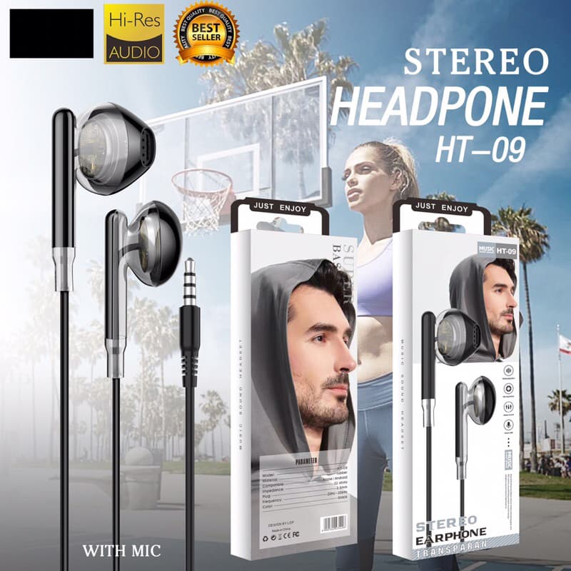 Handsfree Headphone Branded Stereo Transparan Murah