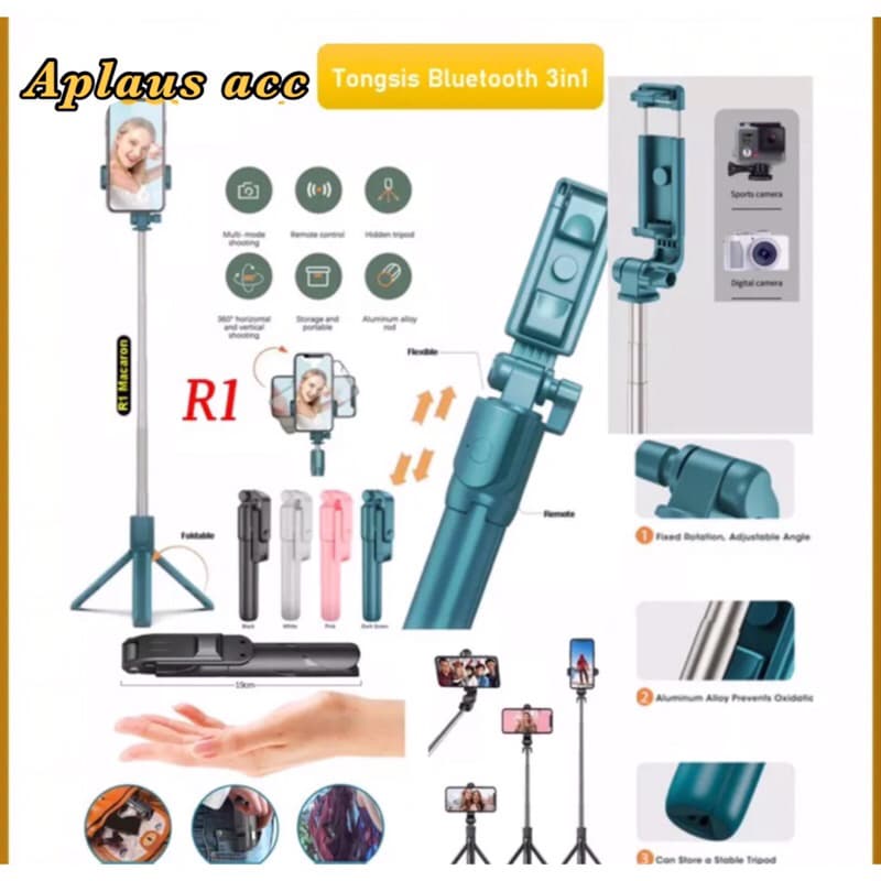 Tongsis Tripod Bluetooth Remote Shutter 3in1 Tongsis Bluetooth Tomsis Remote Selfie