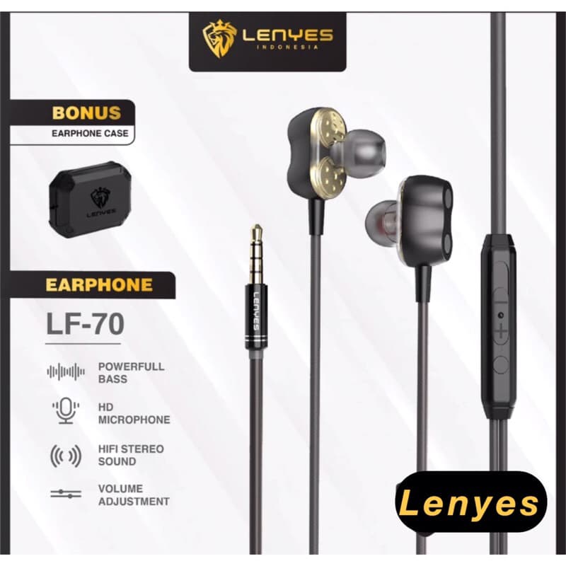 Lenyes LF70 Headset In Ear Hifi Stereo Earphone Extra Bass With Handfree Microphone