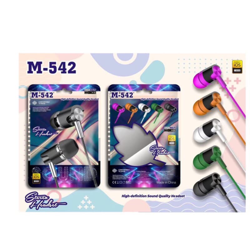 Headset Handsfree Stereo + Mic Earphone M542 bisa telepon dan dengar musik