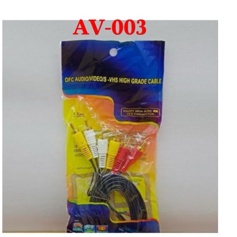 Kabel Audio RCA 3 ke 3 Kabel Warna Hitam  AV-003