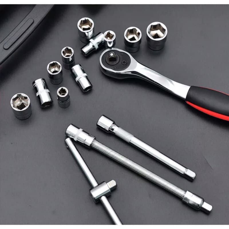 Set Kunci Sok Kunci Shock 46pcs Mobil Motor Lengkap Socket Tool Kit Set Pas Ring Motor Mobil