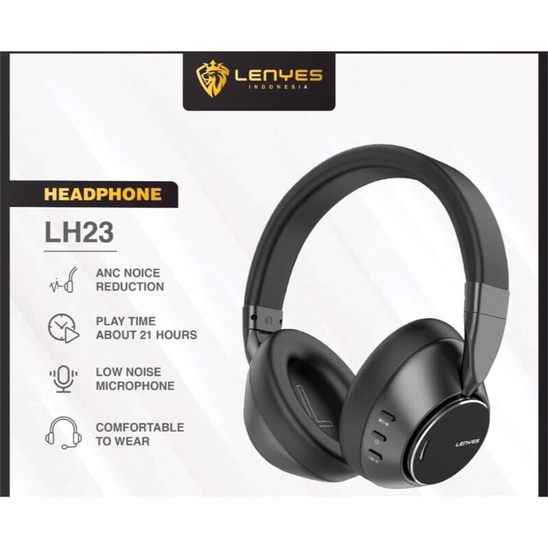LENYES LH23 ANC Headphone Studio Wireless Bluetooth 5.3 Hifi Stereo Headset Foldable With HD Microphone