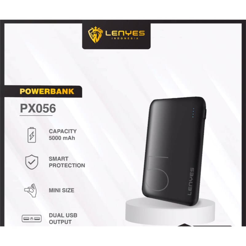 LENYES PX056 Powerbank 5000mAh Mini Slim Portable Display Light Indicator Real Capacity Power Bank