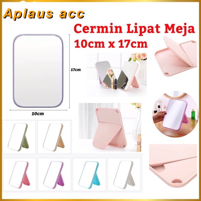 Cermin Lipat Meja 10x17cm Cermin Lipat Persegi Kaca Cermin Make Up Portable
