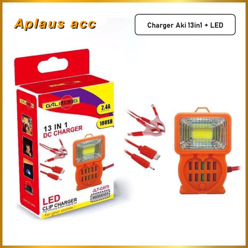 Charger Aki 13in1 + LED / Charger Aki + Lampu LED 13in1 Universal