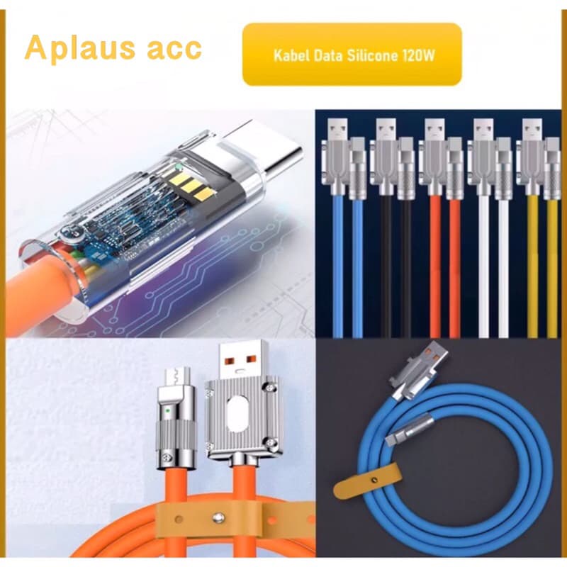 Kabel Data Silicone 120W Fast Charging Kabel Data Kuat Tahan Lama