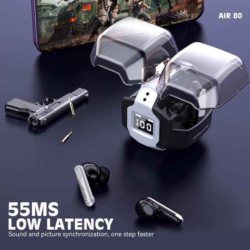 Handsfree Bluetooth Lenyes TWS Air80 3in1 Support ANC + ENC Wireless 5.3