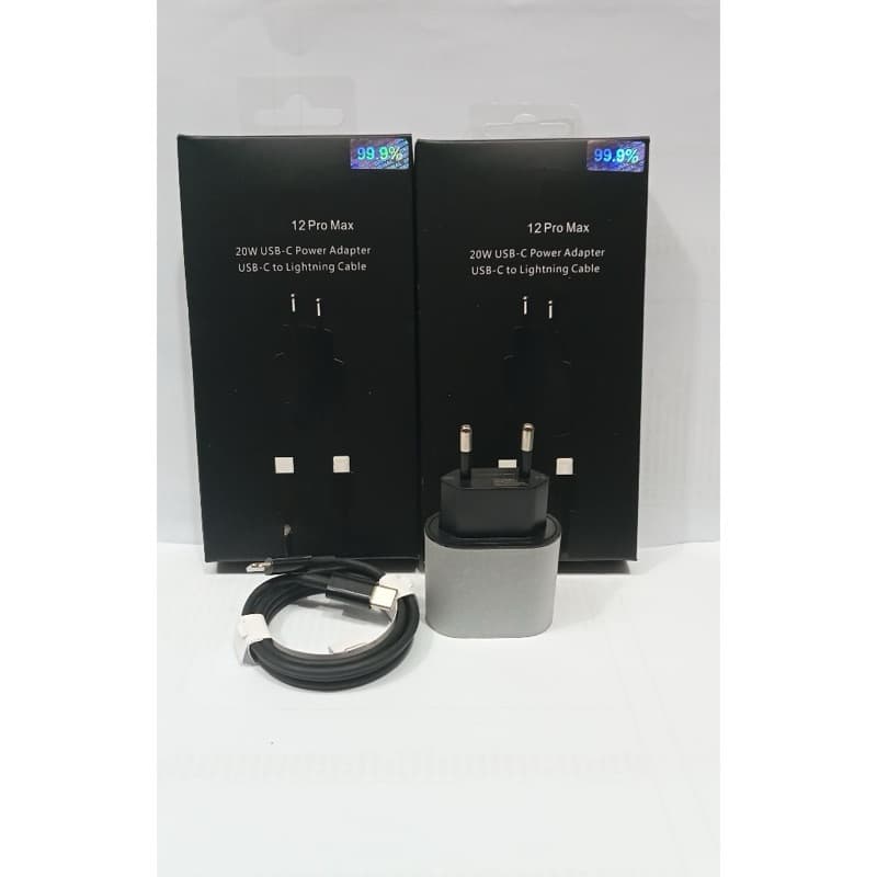 Charger Light 12 Pro Max Ori 99% Edisi Full Black Type C to Light