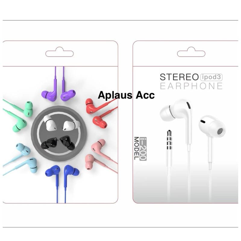 Handsfree headset Ipod + Mic Stereo Bass Earphone i100 dan i200