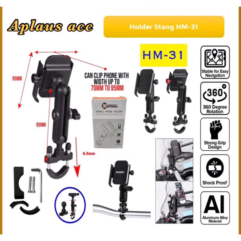 Holder Stang HM-31 / Mdl2821 Full besi ( mirip model MOTOWOLF ) HM31