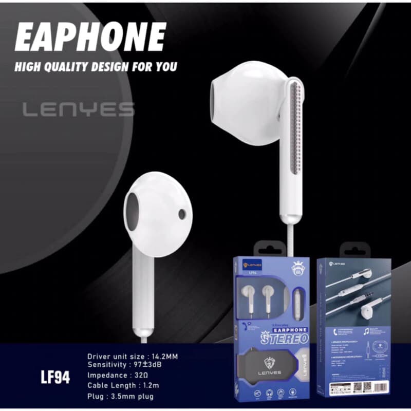 Lenyes LF94 Headset in Ear Hifi Stereo Earphone Extra Bass With Handfree Microphone