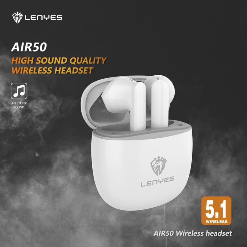 LENYES AIR 50 TWS Wireless Bluetooth 5.1 earbuds hifi stereo heavy bass earphone 60ms low latency
