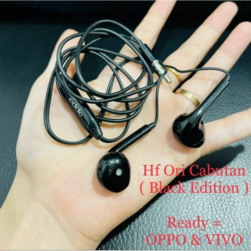 Handsfree Headset Earphone Ori Cabutan Hitam Putih