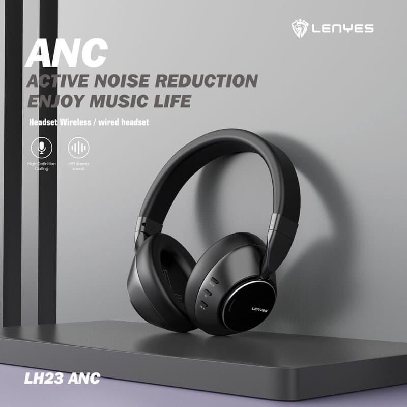 LENYES LH23 ANC Headphone Studio Wireless Bluetooth 5.3 Hifi Stereo Headset Foldable With HD Microphone