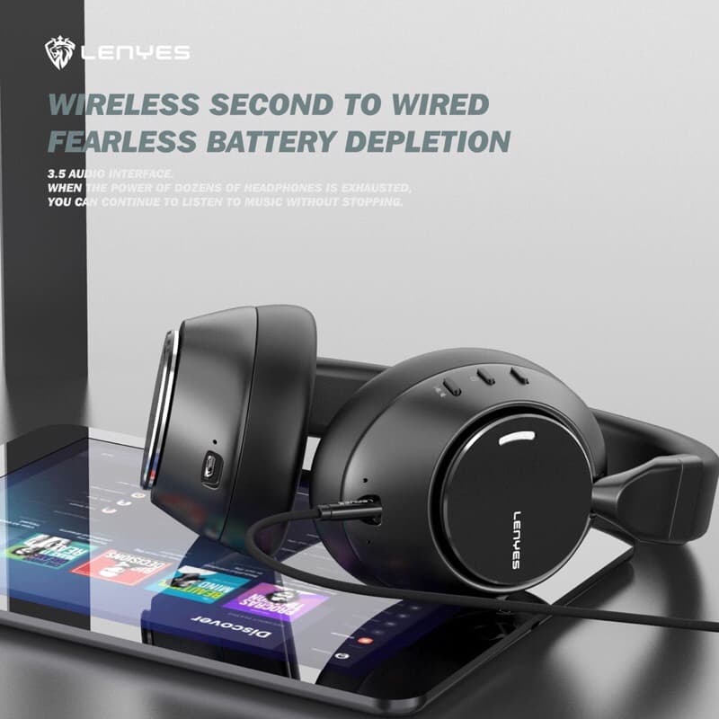 LENYES LH23 ANC Headphone Studio Wireless Bluetooth 5.3 Hifi Stereo Headset Foldable With HD Microphone