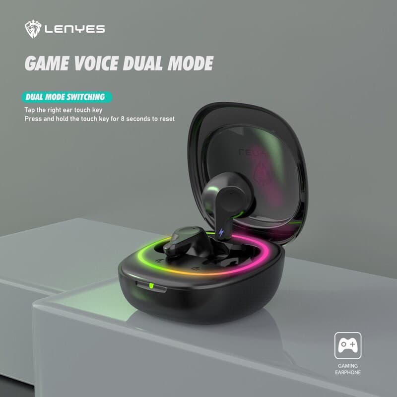 LENYES AIR 53 TWS Earphone RGB Light Wireless Bluetooth 5.3 Headset Hifi Stereo 50ms Low Latency