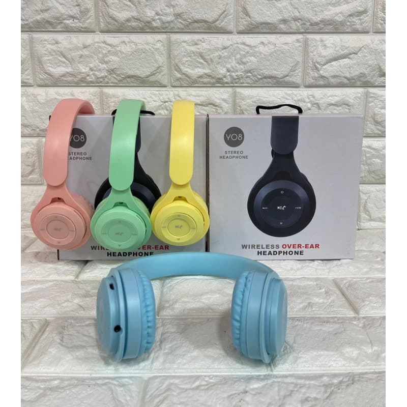 Headphone Bluetooth Y08 Headset Bando Wireless Macaron Y08 Super Bass