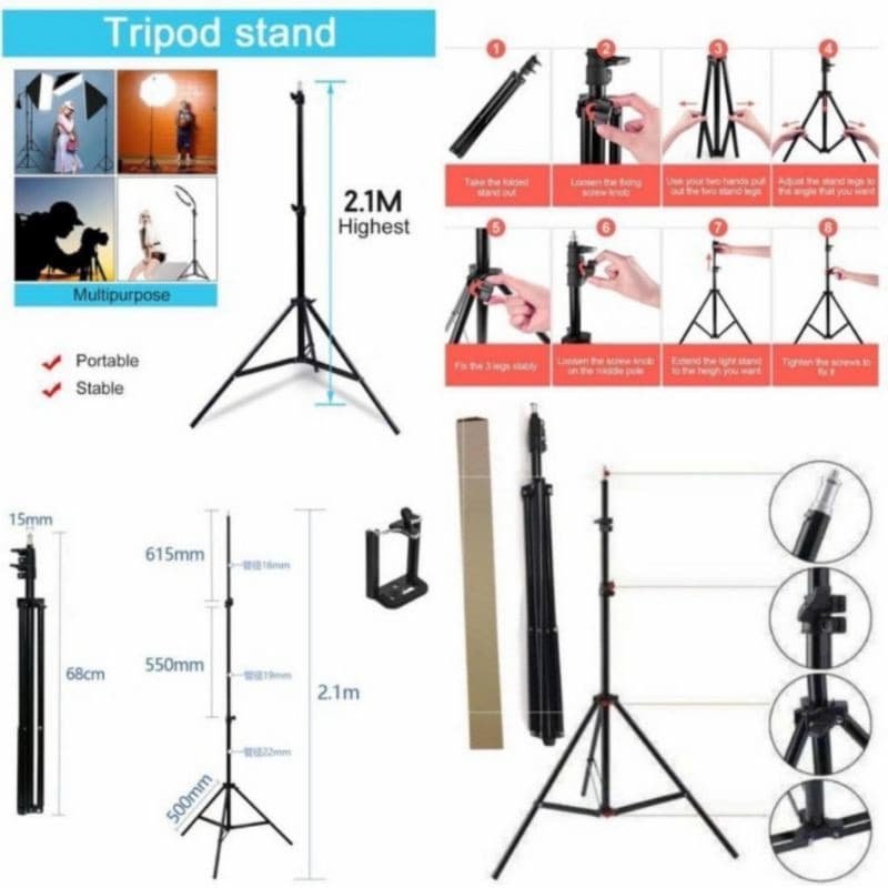 (GROSIRAN) Tripod 2.1Meter Besi + Pack